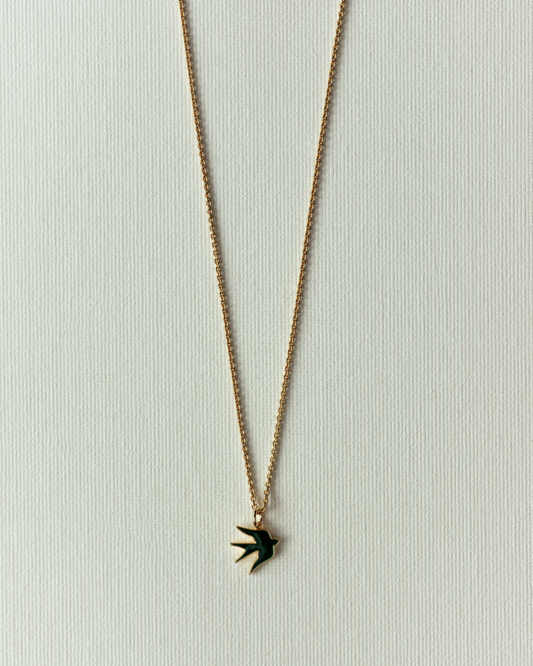 Enamel swallow necklace