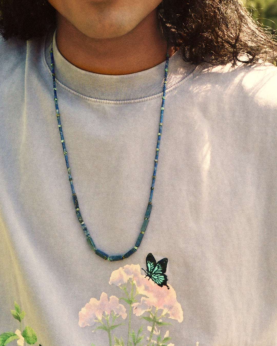 Collier à perles rectangles