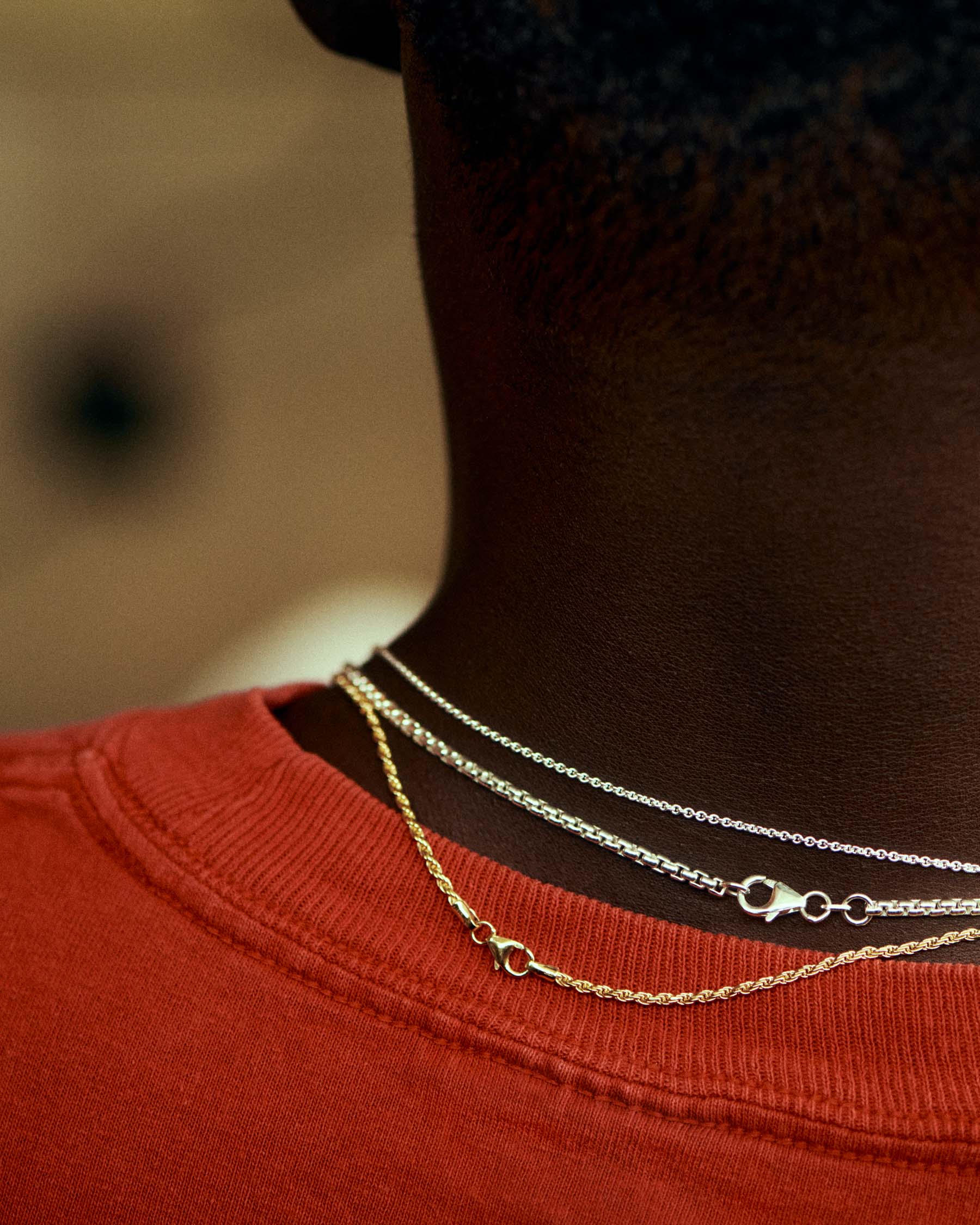 Round box chain necklace